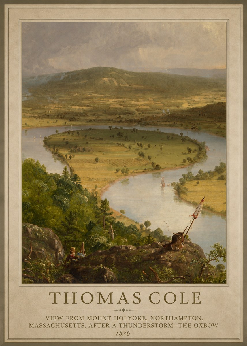 Thomas Cole View from Mount Holyoke, Northampton, Massachusetts, After a Thunderstorm—the Oxbow III No1 - Juliste