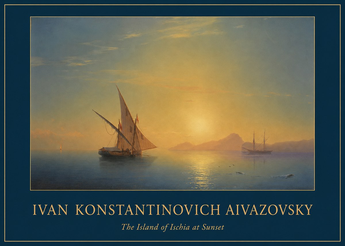 Ivan Konstantinovich Aivazovsky The Island of Ischia at Sunset No1 - Juliste