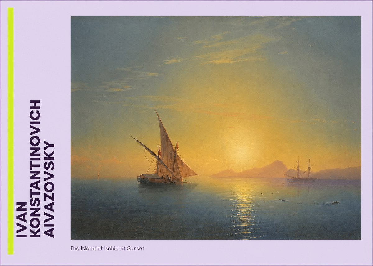 Ivan Konstantinovich Aivazovsky The Island of Ischia at Sunset No3 - Juliste