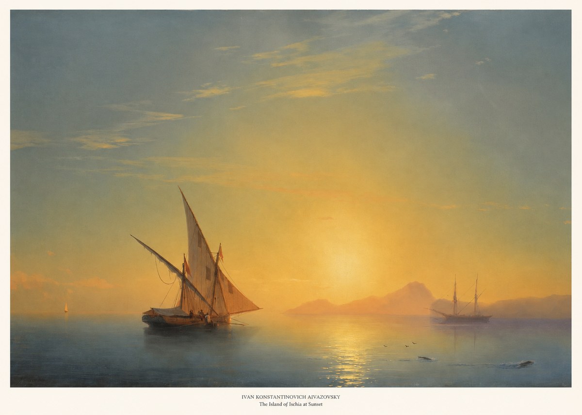 Ivan Konstantinovich Aivazovsky The Island of Ischia at Sunset No6 - Juliste