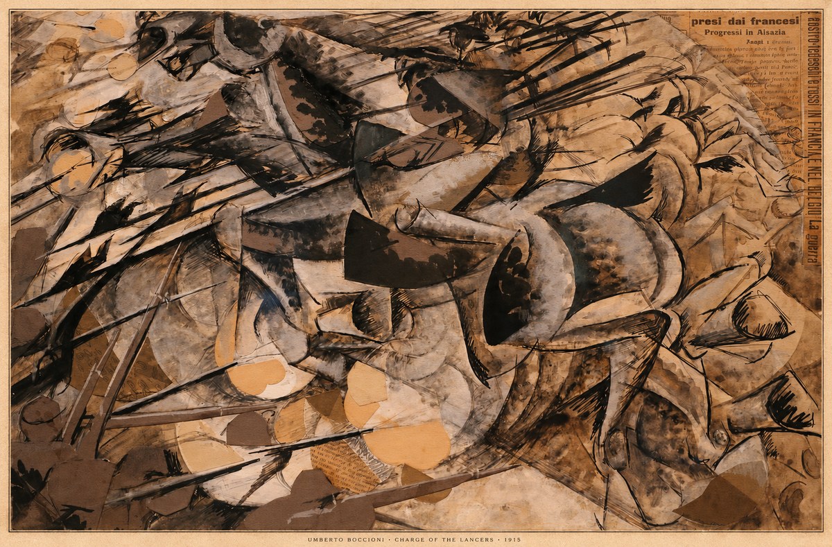 Umberto Boccioni Charge of the Lancers No6 - Juliste