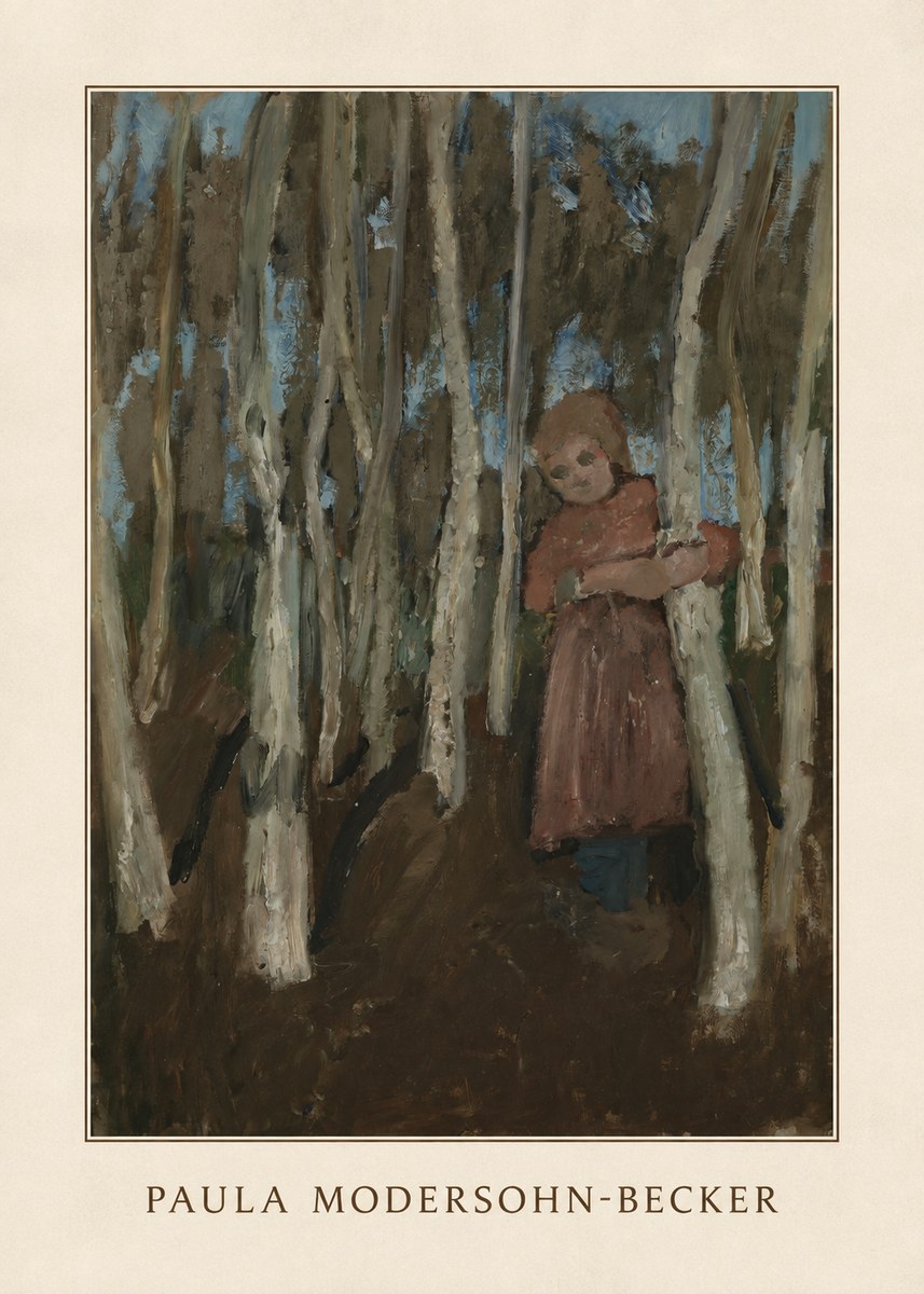 Paula Modersohn-Becker Girl in a Birch Forest No3 - Juliste