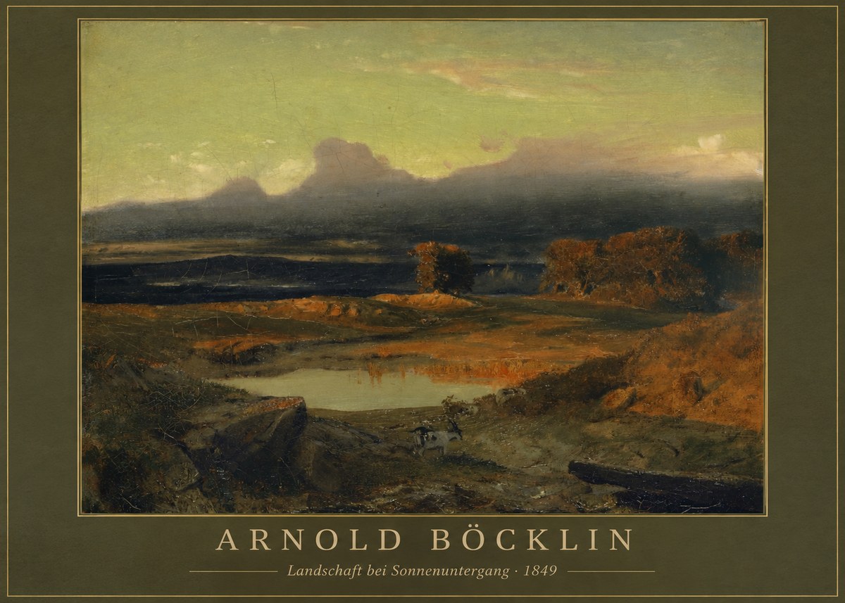 Arnold Böcklin Landschaft Bei Sonnenuntergang No1 - Juliste