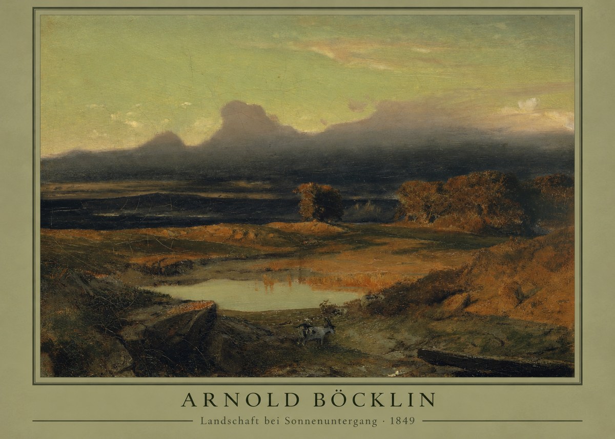 Arnold Böcklin Landschaft Bei Sonnenuntergang No3 - Juliste
