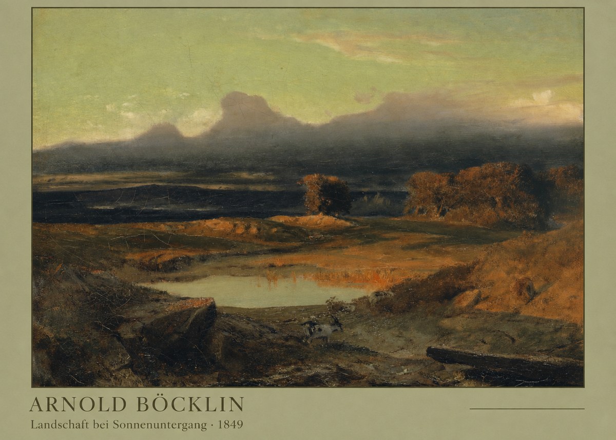 Arnold Böcklin Landschaft Bei Sonnenuntergang No4 - Juliste