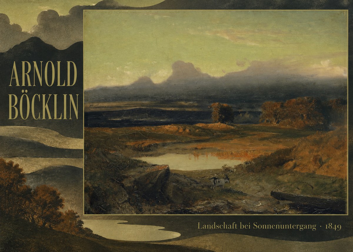 Arnold Böcklin Landschaft Bei Sonnenuntergang No6 - Juliste
