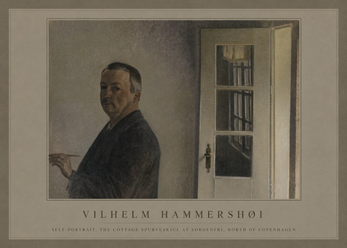 Vilhelm Hammershøi Self-portrait. the Cottage Spurveskjul at Sorgenfri, North of Copenhagen No1 - Juliste