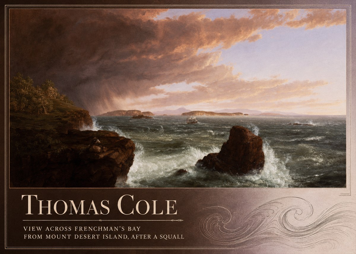 Thomas Cole View Across Frenchman's Bay from Mount Desert Island, After a Squall II No2 - Juliste