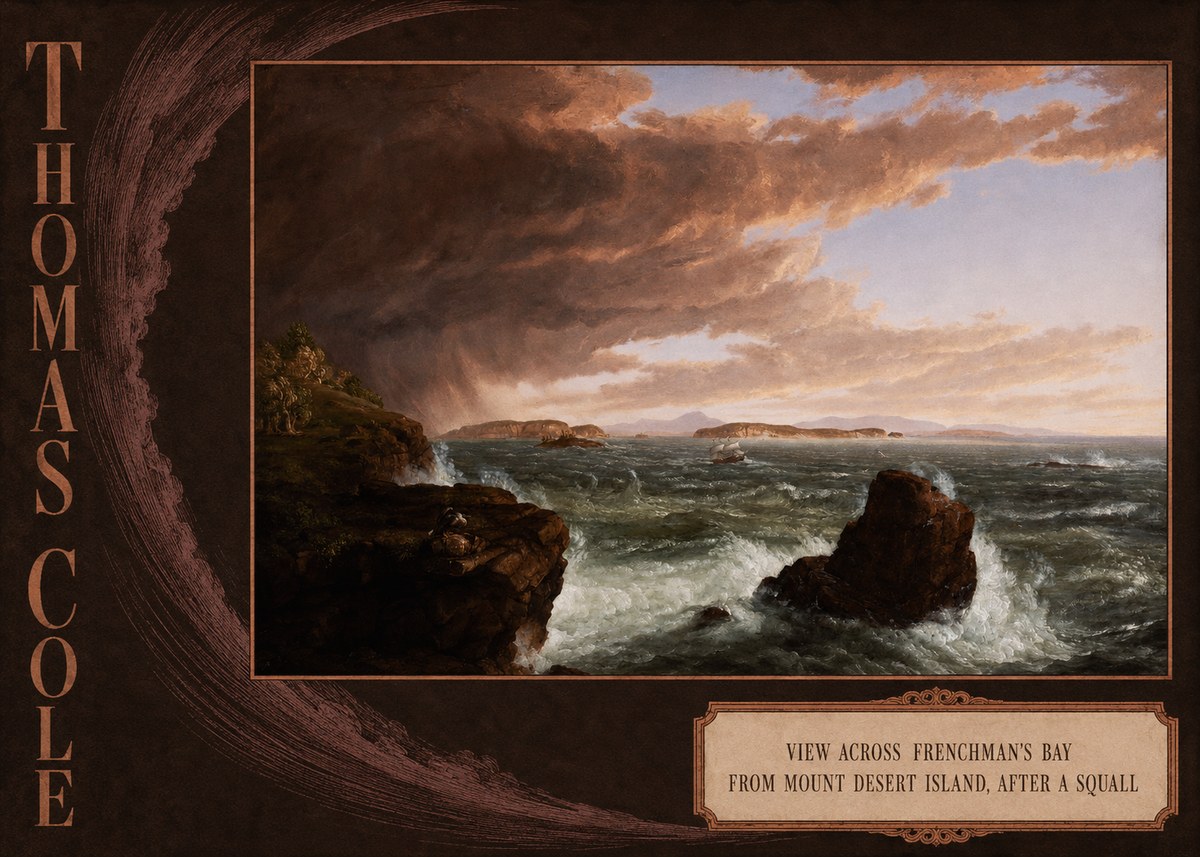Thomas Cole View Across Frenchman's Bay from Mount Desert Island, After a Squall II No4 - Juliste