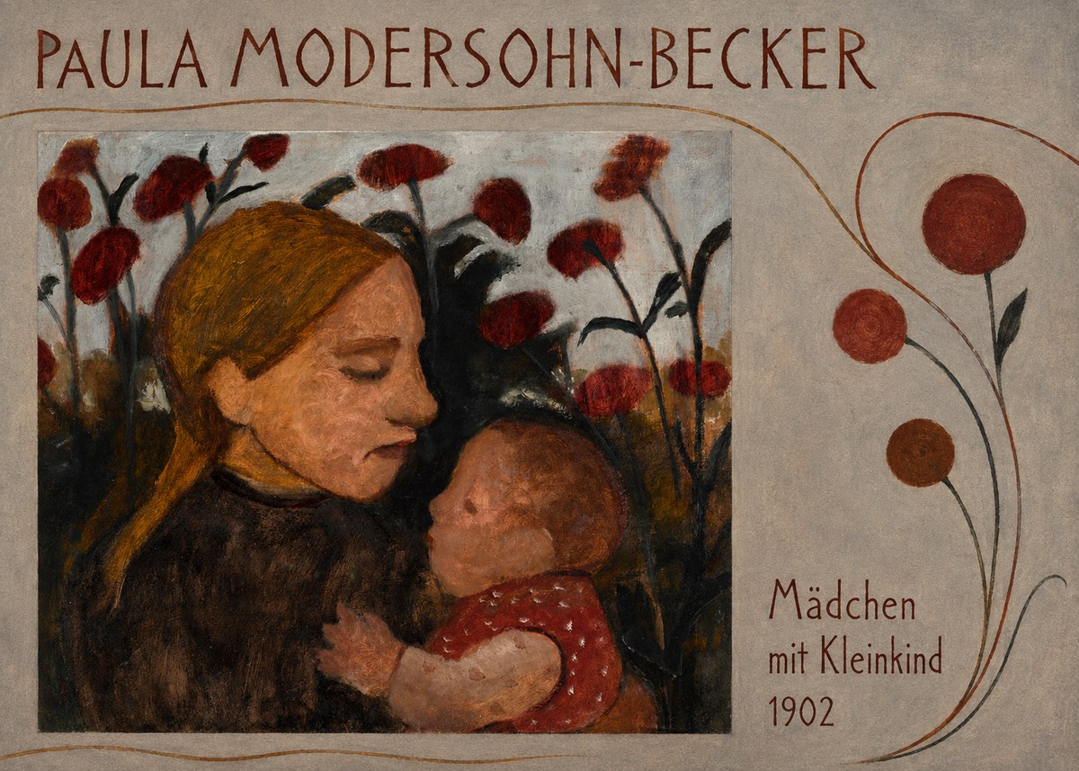 Paula Modersohn-Becker Mädchen Mit Kleinkind II No6 - Juliste