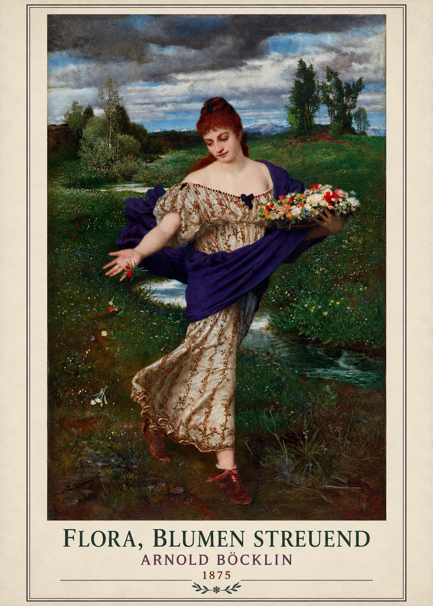 Arnold Böcklin Flora, Blumen Streuend II No1 - Juliste