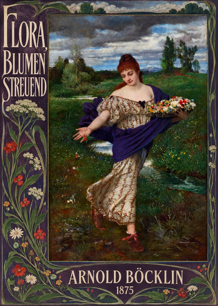 Arnold Böcklin Flora, Blumen Streuend II No5 - Juliste