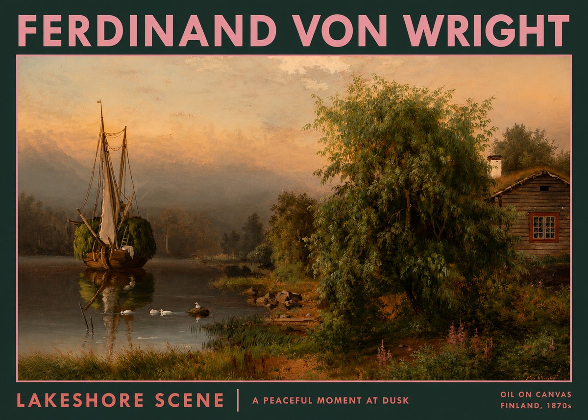 Ferdinand von Wright Lakeshore Scene No2 - Juliste