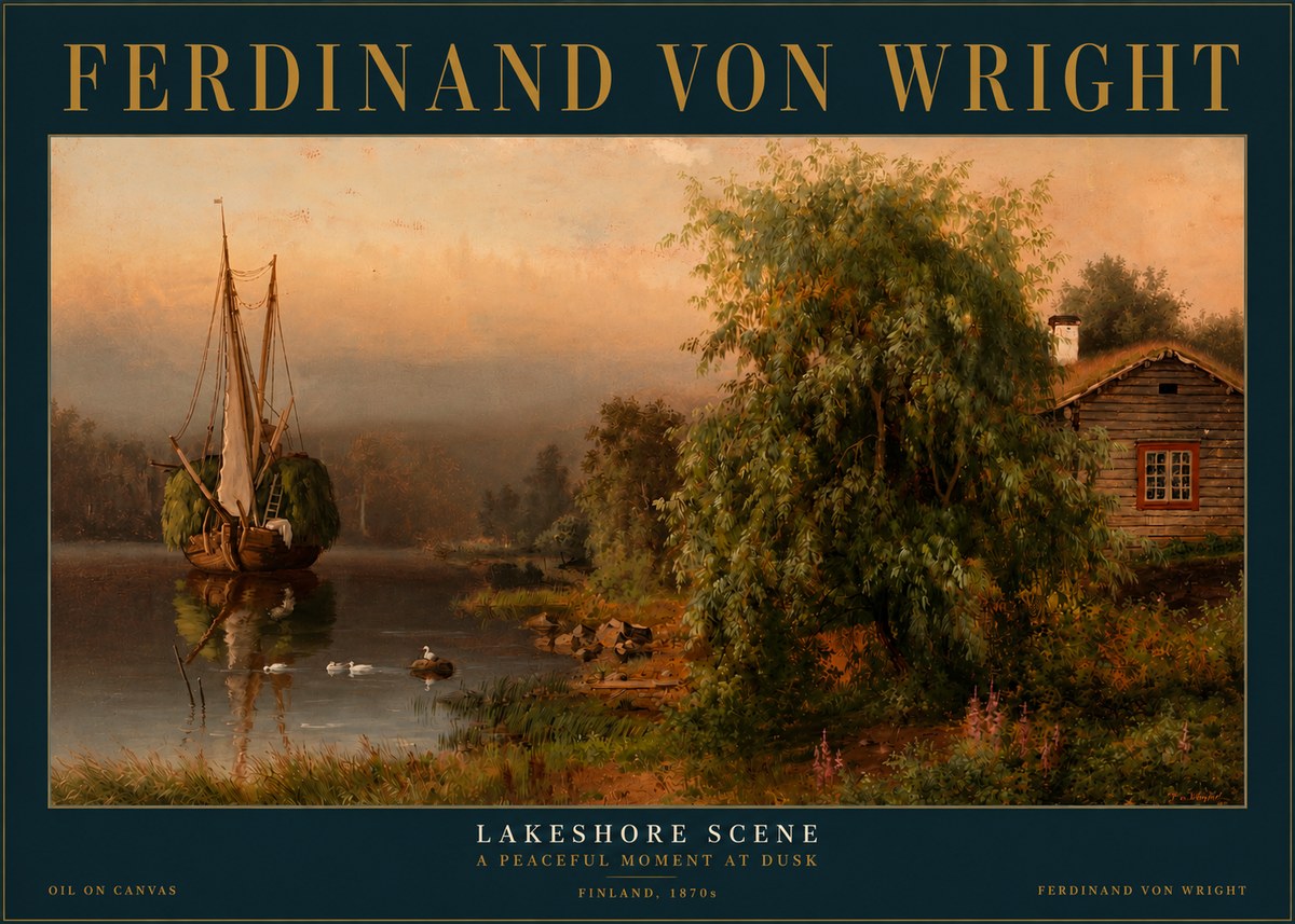 Ferdinand von Wright Lakeshore Scene No3 - Juliste