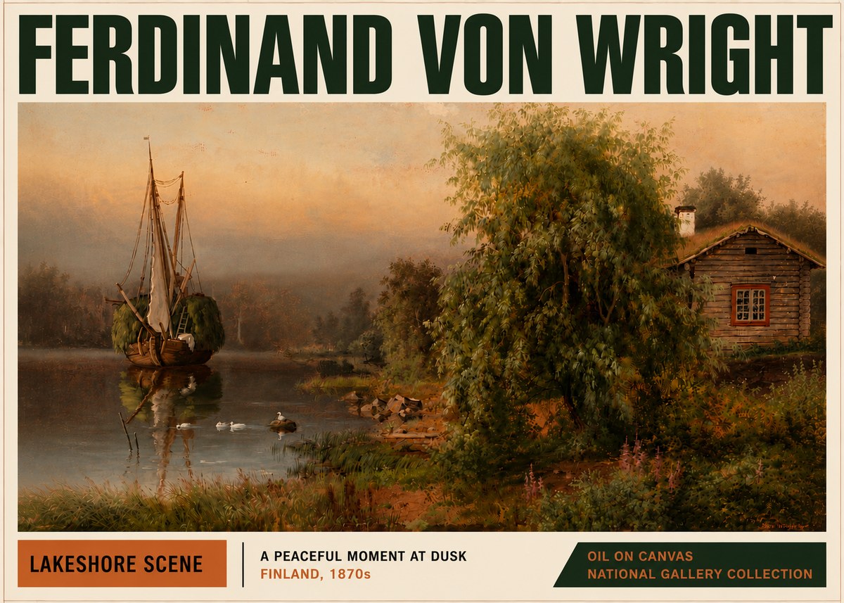 Ferdinand von Wright Lakeshore Scene No5 - Juliste