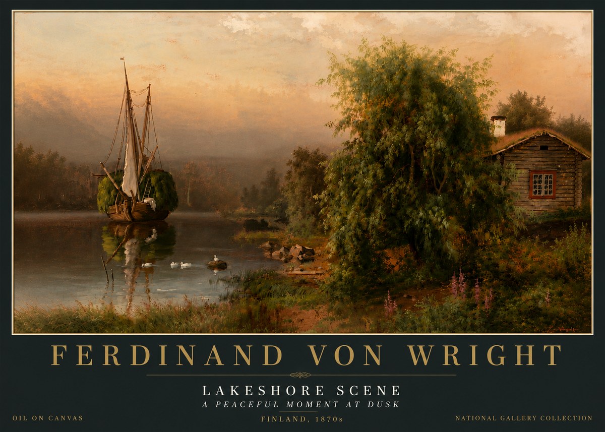 Ferdinand von Wright Lakeshore Scene No6 - Juliste