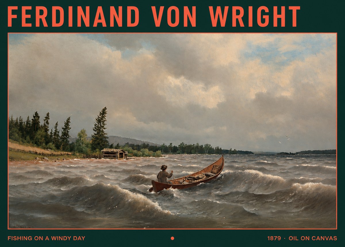 Ferdinand von Wright Fishing on a Windy Day No2 - Juliste