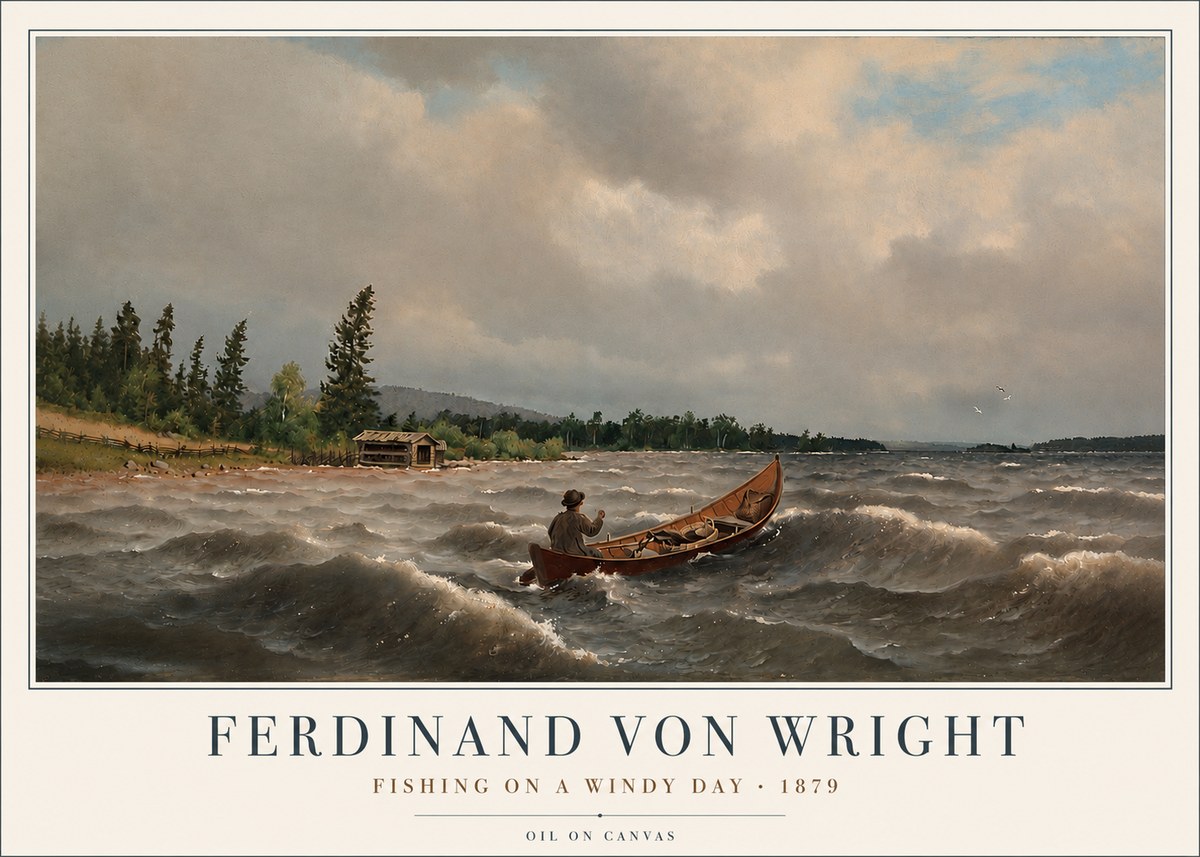 Ferdinand von Wright Fishing on a Windy Day No3 - Juliste