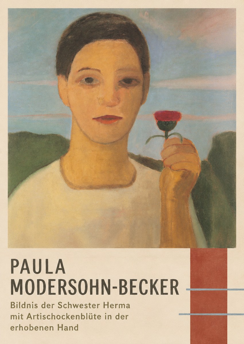 Paula Modersohn-Becker Bildnis Der Schwester Herma Mit Artischockenblüte in Der Erhobenen Hand No4 - Juliste