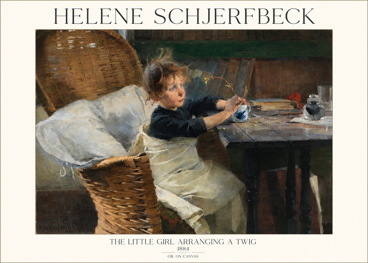 Helene Schjerfbeck The Little Girl Arranging a Twig No1 - Juliste