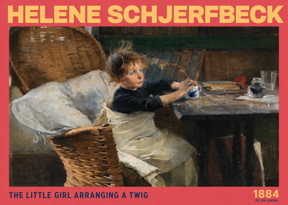 Helene Schjerfbeck The Little Girl Arranging a Twig No2 - Juliste