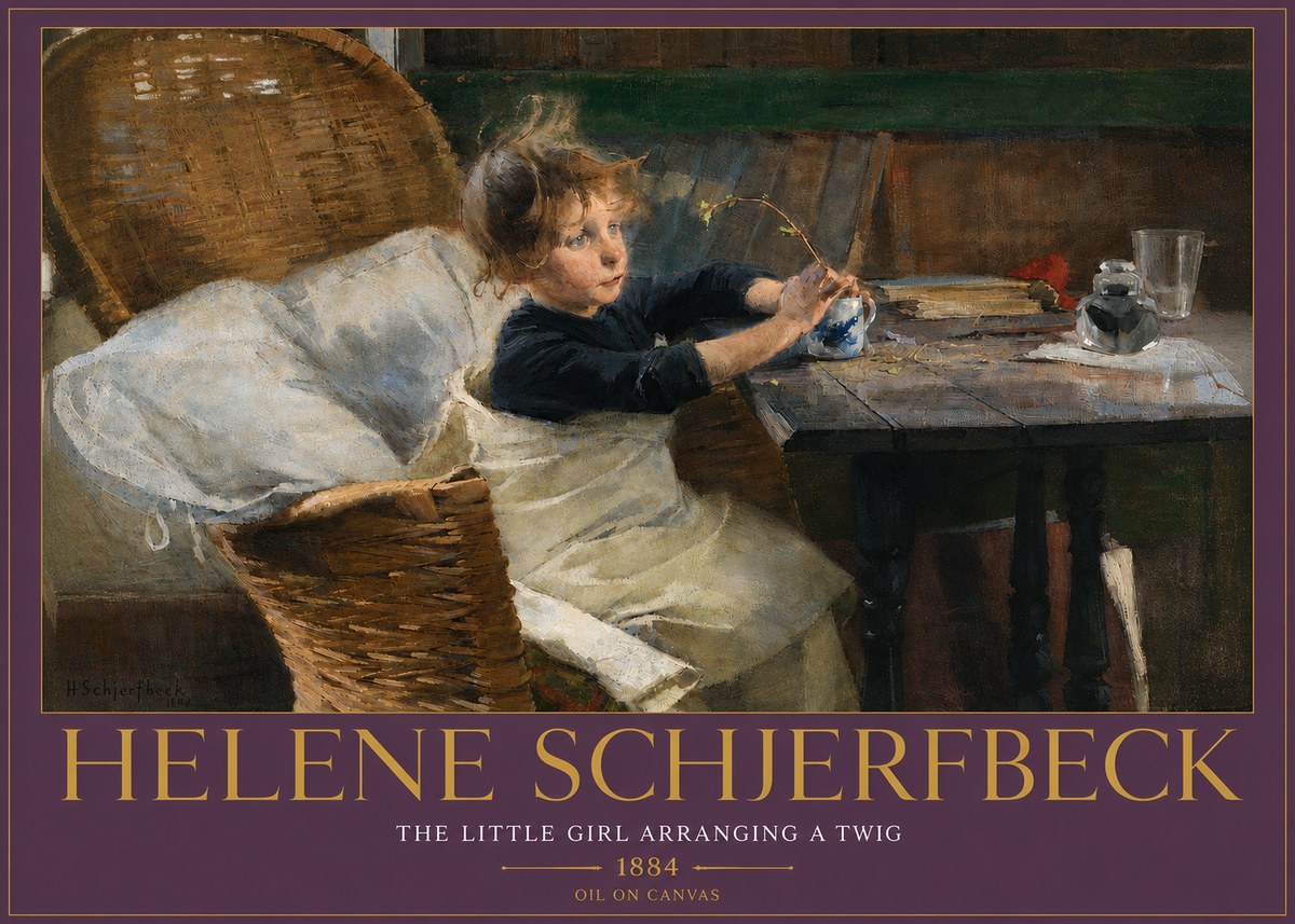 Helene Schjerfbeck The Little Girl Arranging a Twig No4 - Juliste