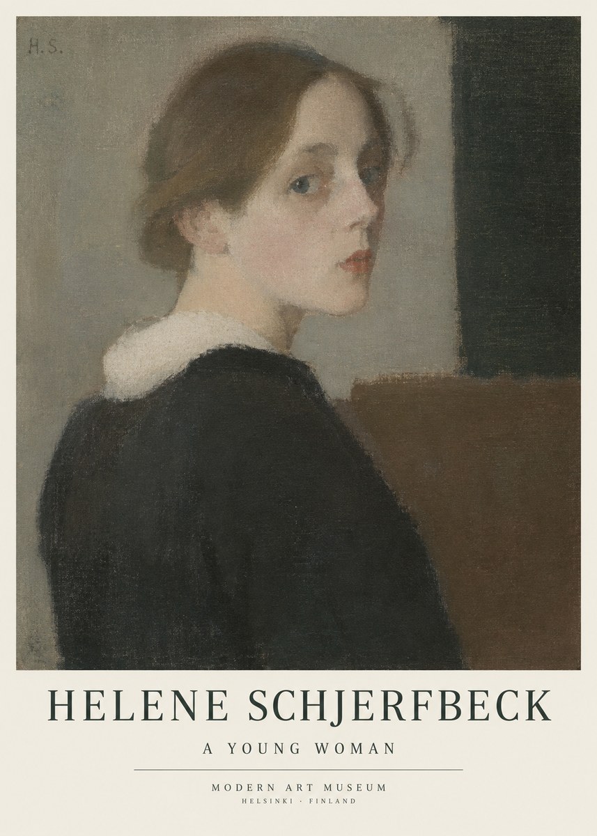 Helene Schjerfbeck The Little Girl Arranging a Twig No5 - Juliste