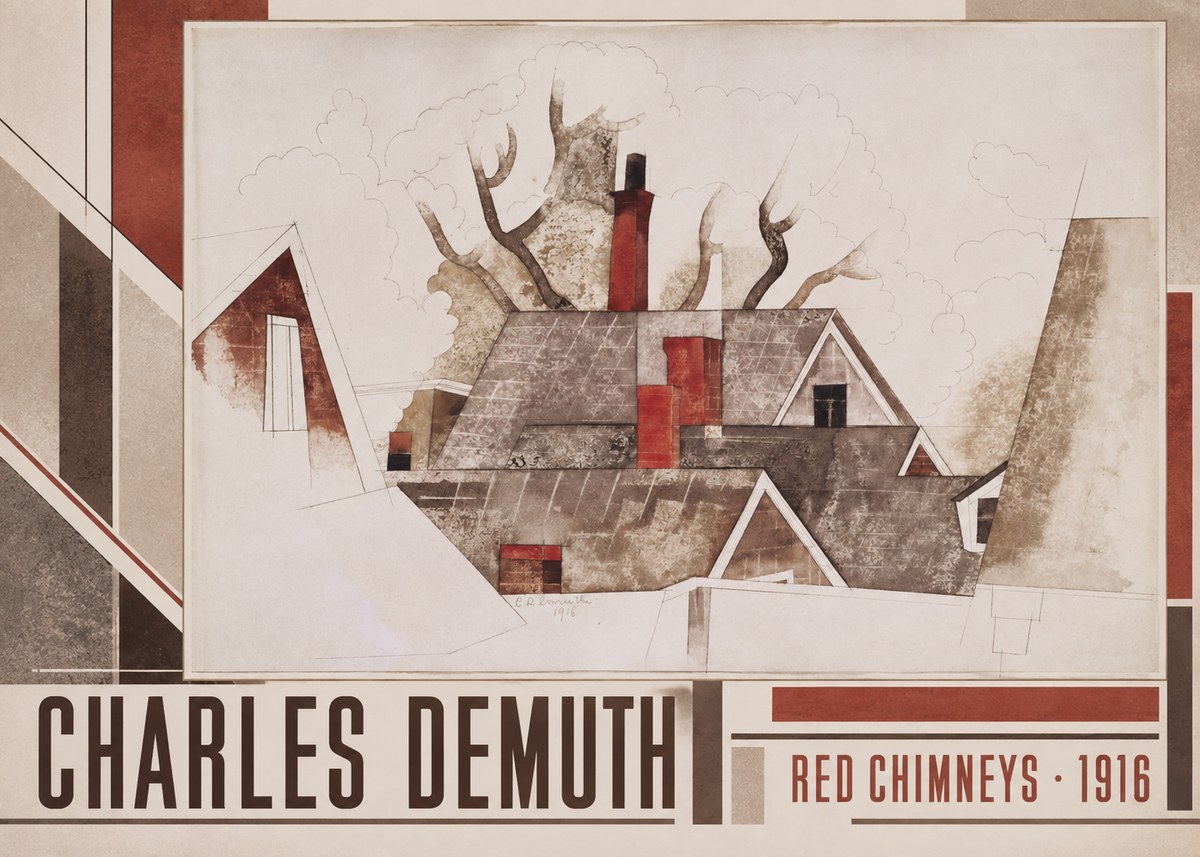 Charles Demuth Red Chimneys No2 - Juliste