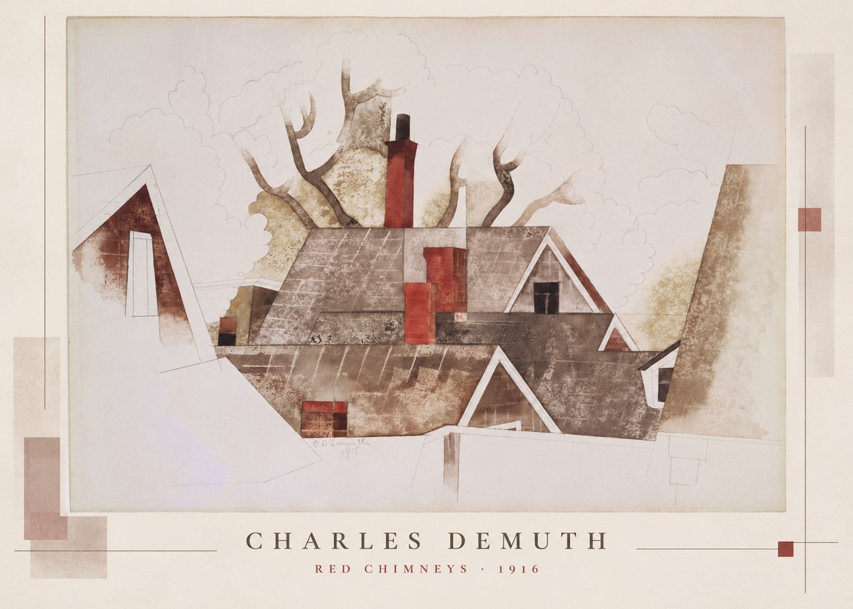 Charles Demuth Red Chimneys No5 - Juliste