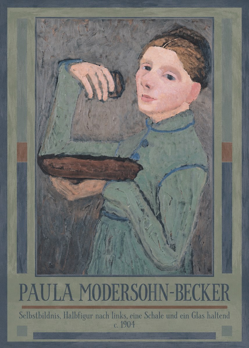 Paula Modersohn-Becker Selbstbildnis, Halbfigur Nach Links, Eine Schale Und Ein Glas Haltend No1 - Juliste