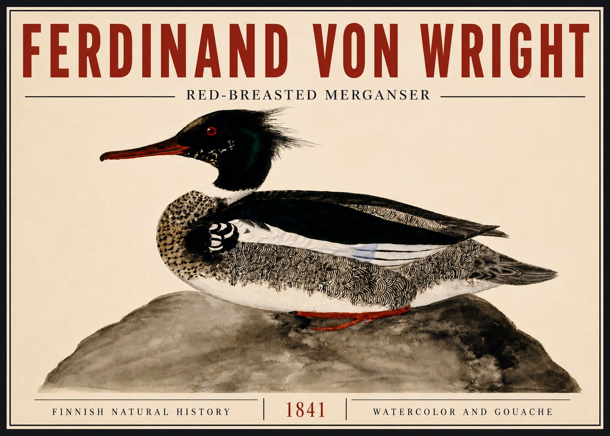 Ferdinand von Wright Red-breasted Merganser No6 - Juliste