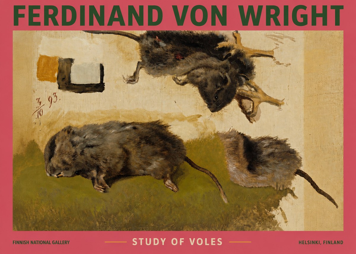Ferdinand von Wright Studies of Lemmings No4 - Juliste