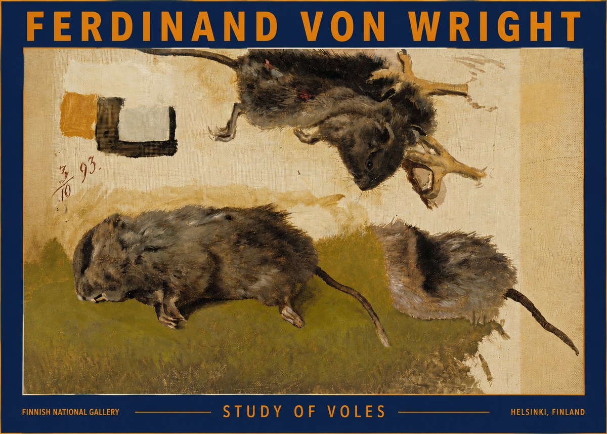 Ferdinand von Wright Studies of Lemmings No5 - Juliste