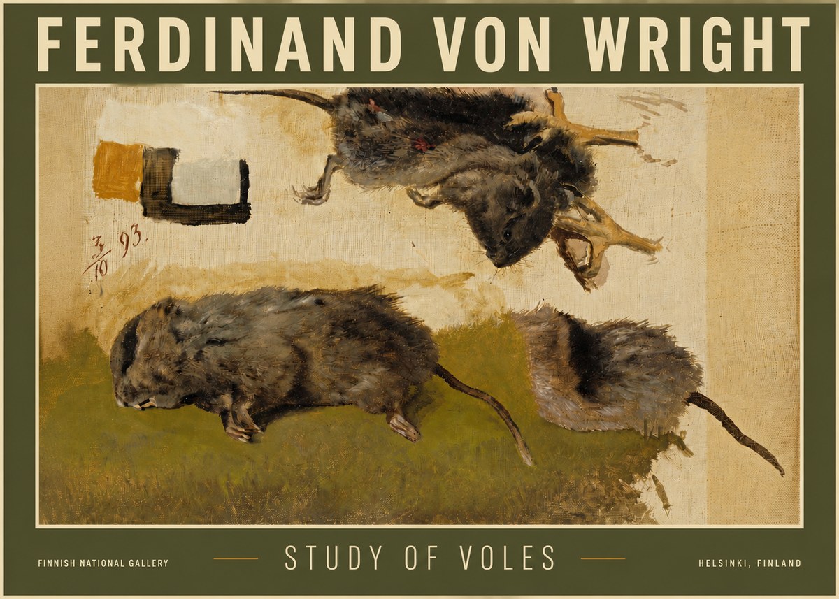 Ferdinand von Wright Studies of Lemmings No6 - Juliste