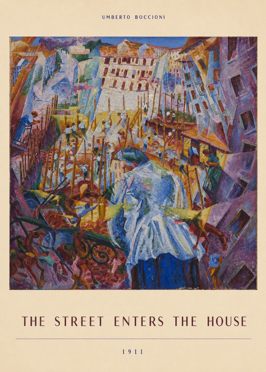 Umberto Boccioni The Street Enters the House No6 - Juliste
