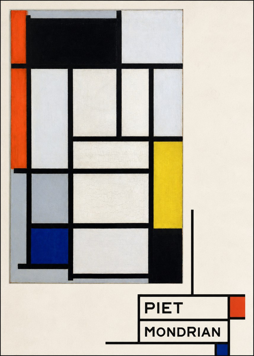Piet Mondrian Composition with Red, Blue and Yellow No4 - Juliste