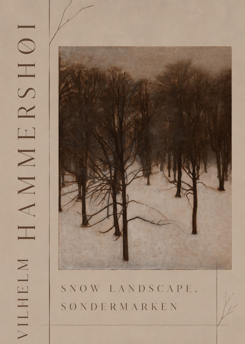 Vilhelm Hammershøi Snow Landscape, Søndermarken No3 - Juliste