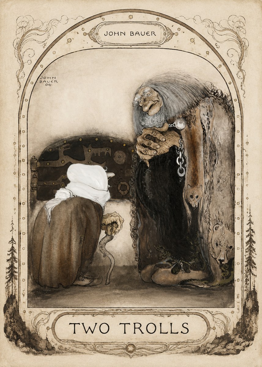 John Bauer Two Trolls No3 - Juliste