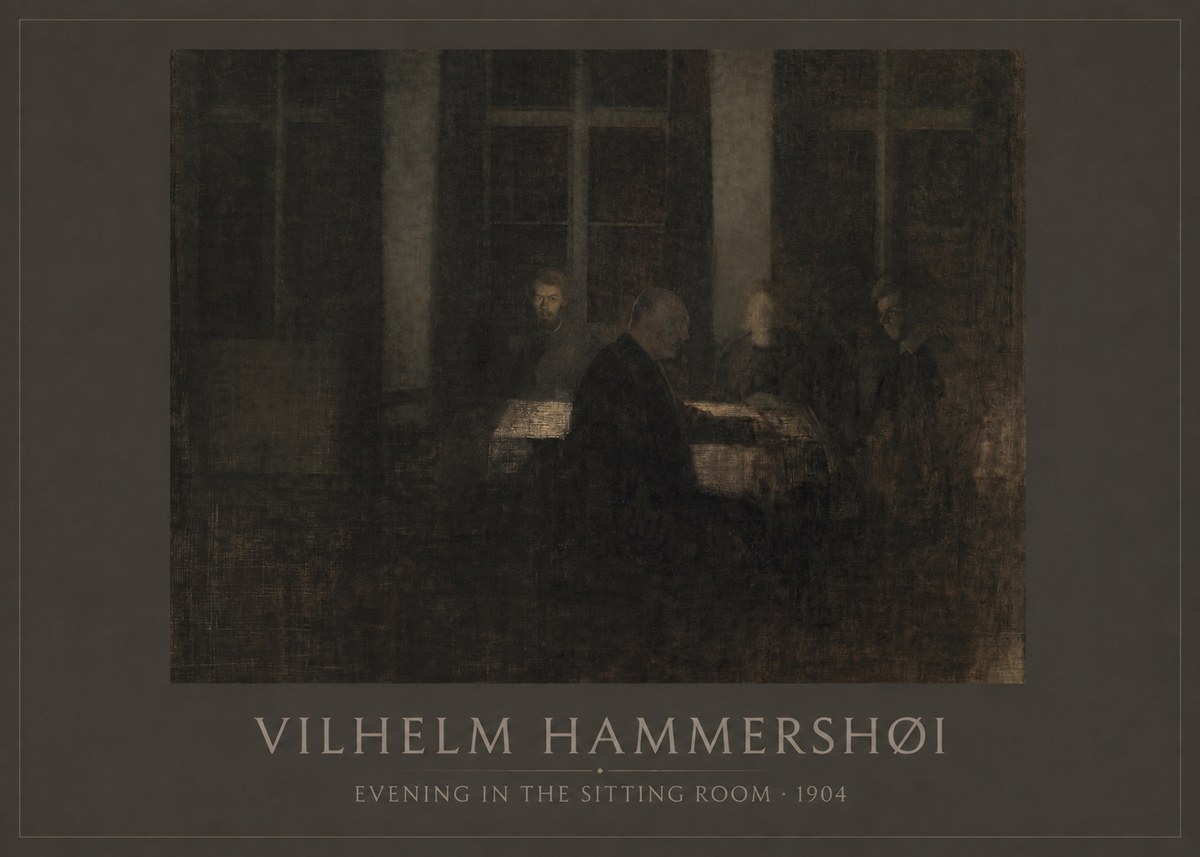 Vilhelm Hammershøi Evening in the Sitting Room No1 - Juliste
