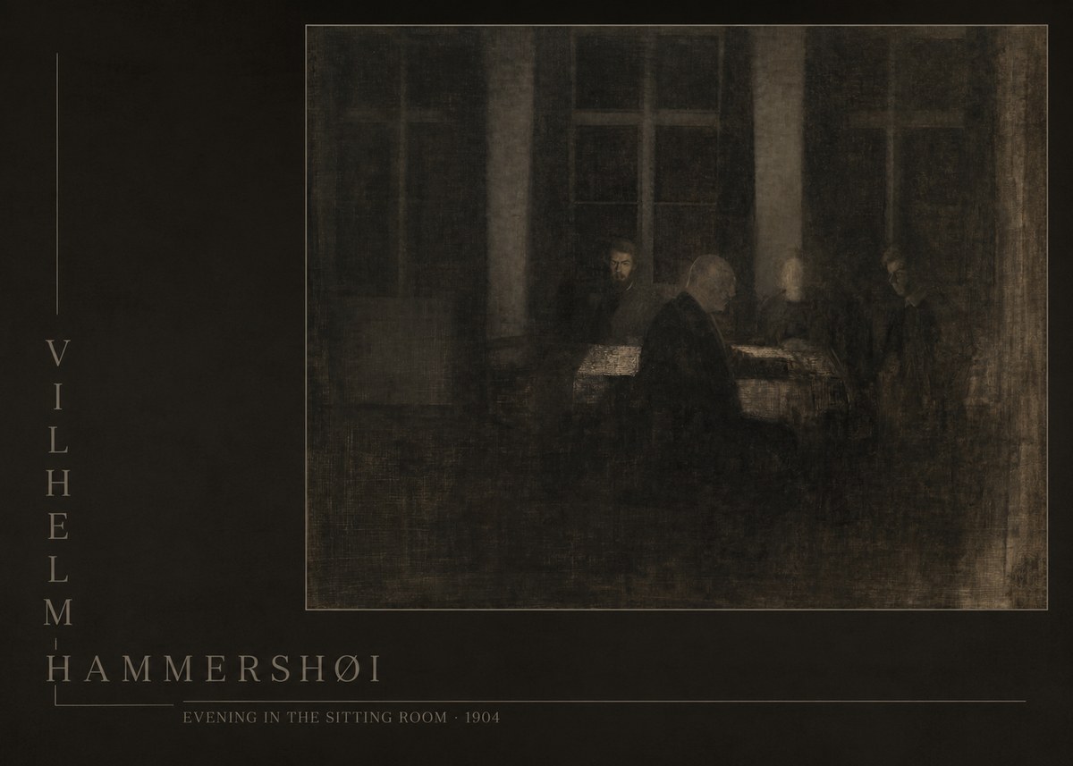 Vilhelm Hammershøi Evening in the Sitting Room No6 - Juliste