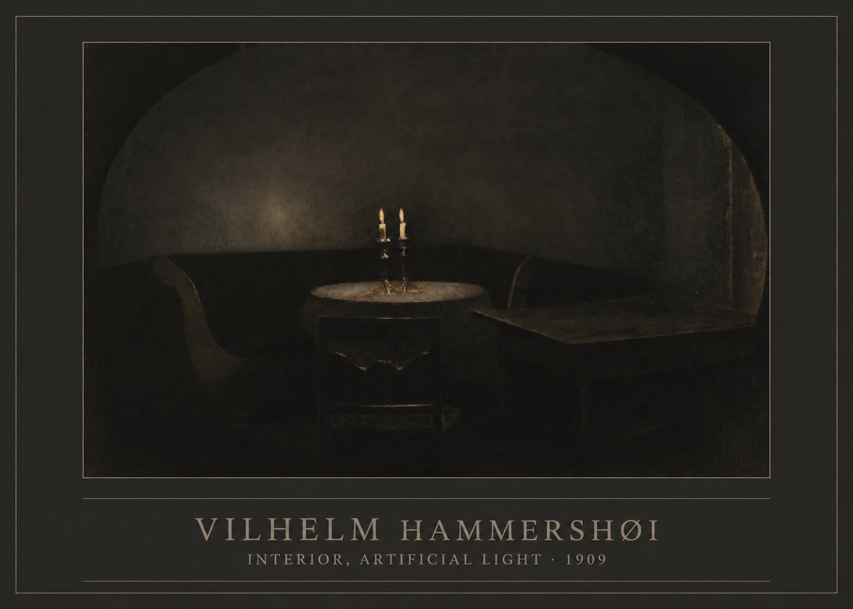 Vilhelm Hammershøi Interior, Artificial Light No1 - Juliste