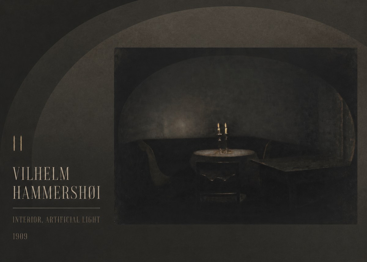 Vilhelm Hammershøi Interior, Artificial Light No3 - Juliste