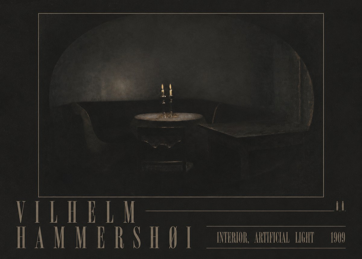 Vilhelm Hammershøi Interior, Artificial Light No4 - Juliste