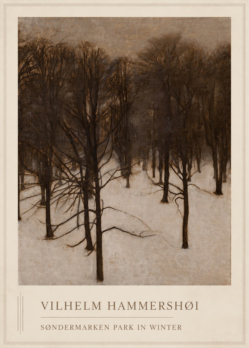 Vilhelm Hammershøi Søndermarken Park in Winter No1 - Juliste