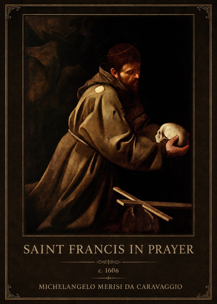Michelangelo Merisi da Caravaggio Saint Francis in Prayer II No1 - Juliste