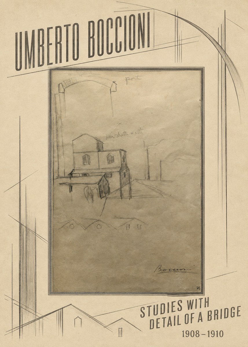Umberto Boccioni Studies with Detail of a Bridige No2 - Juliste