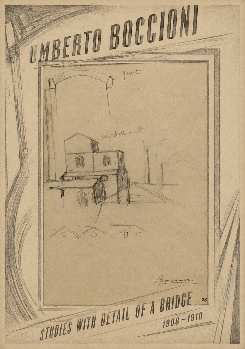 Umberto Boccioni Studies with Detail of a Bridige No6 - Juliste