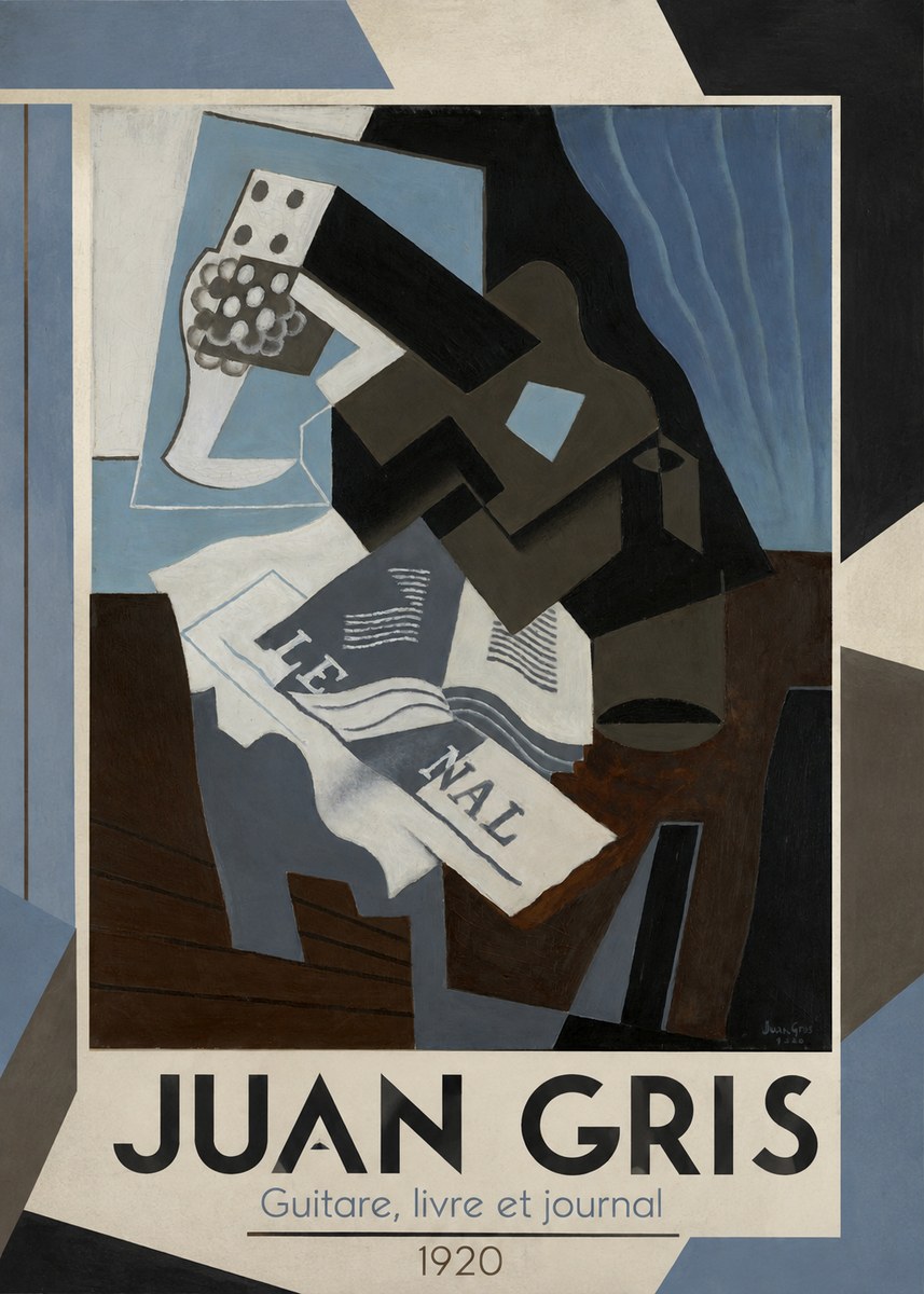 Juan Gris Guitare, Livre Et Journal No1 - Juliste