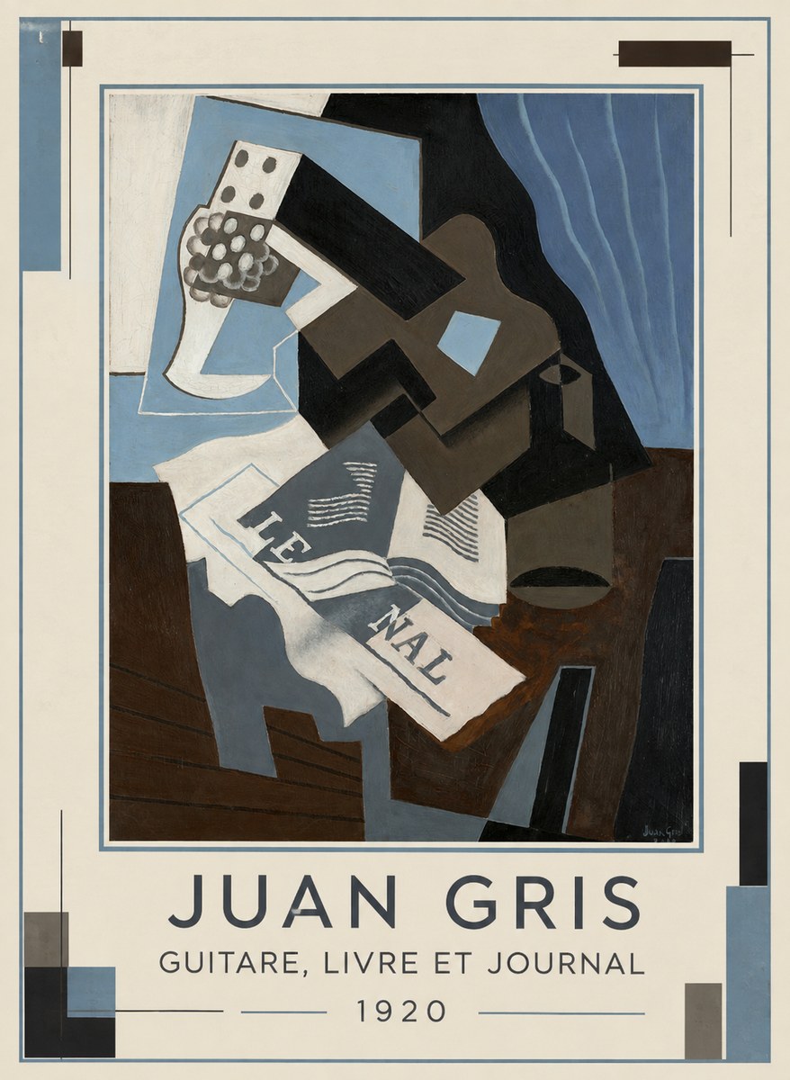 Juan Gris Guitare, Livre Et Journal No5 - Juliste