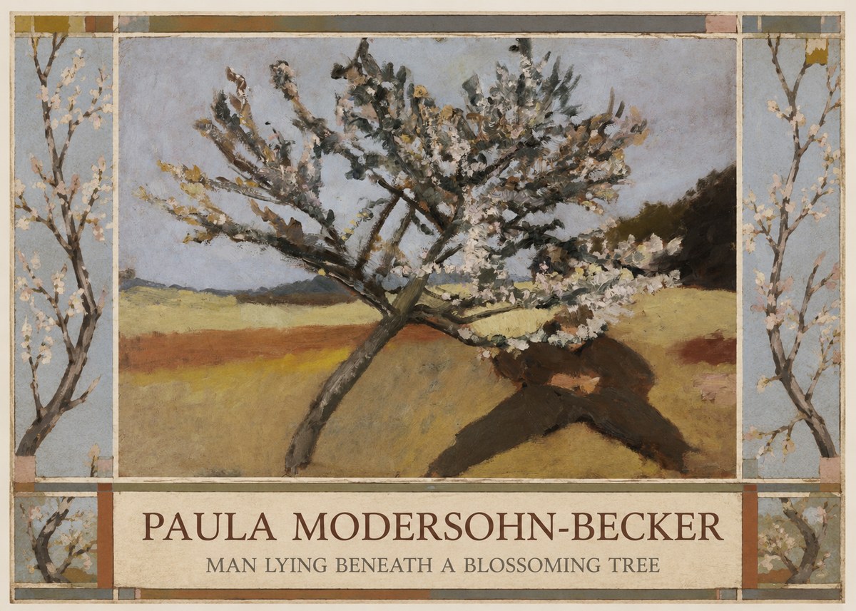 Paula Modersohn-Becker Man Lying Beneath a Blossoming Tree No1 - Juliste